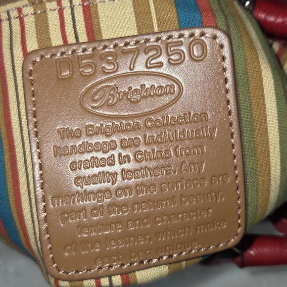 BRIGHTON RED And BLACK Pebbled Leather Silver Hardware Vintage Handbag Purse EUC - Picture 12 of 15